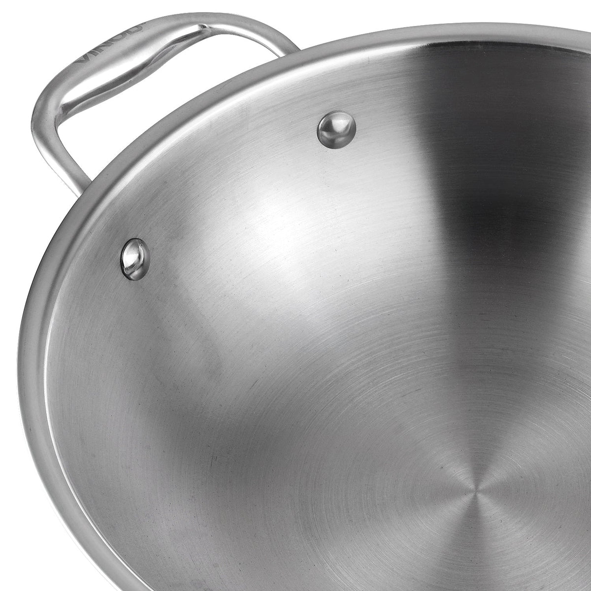 Vinod Platinum Triply Stainless Steel Wok - 26 cm (Induction Friendly)