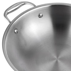Vinod Platinum Triply Stainless Steel Wok - 26 cm (Induction Friendly)