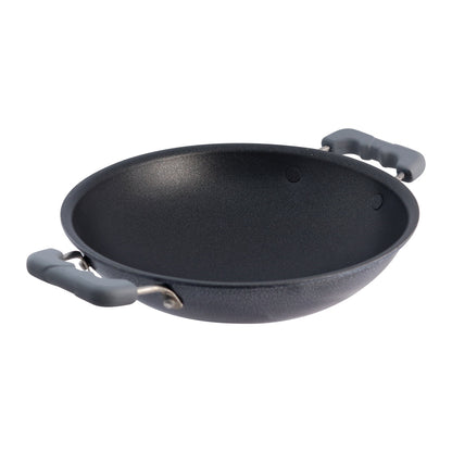 Appachetty Breakfast Pan with Lid | Nonstick Cookware | Appachatty | Chetty Pan | Appam Patra | Round Bottom Kadai | 3mm Thick | Black 22 cm | 1 Year Warranty