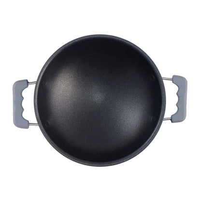 Wonderchef Renewed Appachetty Breakfast Pan with Lid | Nonstick Cookware | Appachatty | Chetty Pan | Appam Patra | Round Bottom Kadai | 3mm Thick | Black 22 cm