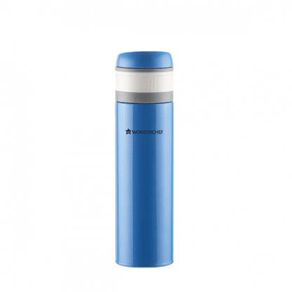 Uni-Bot, 500ml, Double Wall Stainless Steel Vacuum Insulated Hot and Cold Flask, Ultra Light, Spill and Leak Proof, 2 Years Warranty, Blue