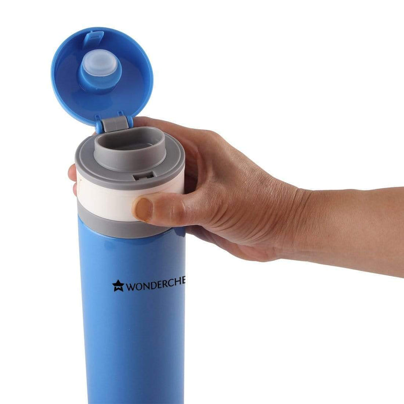 Uni-Bot, 500ml, Double Wall Stainless Steel Vacuum Insulated Hot and Cold Flask, Ultra Light, Spill and Leak Proof, 2 Years Warranty, Blue