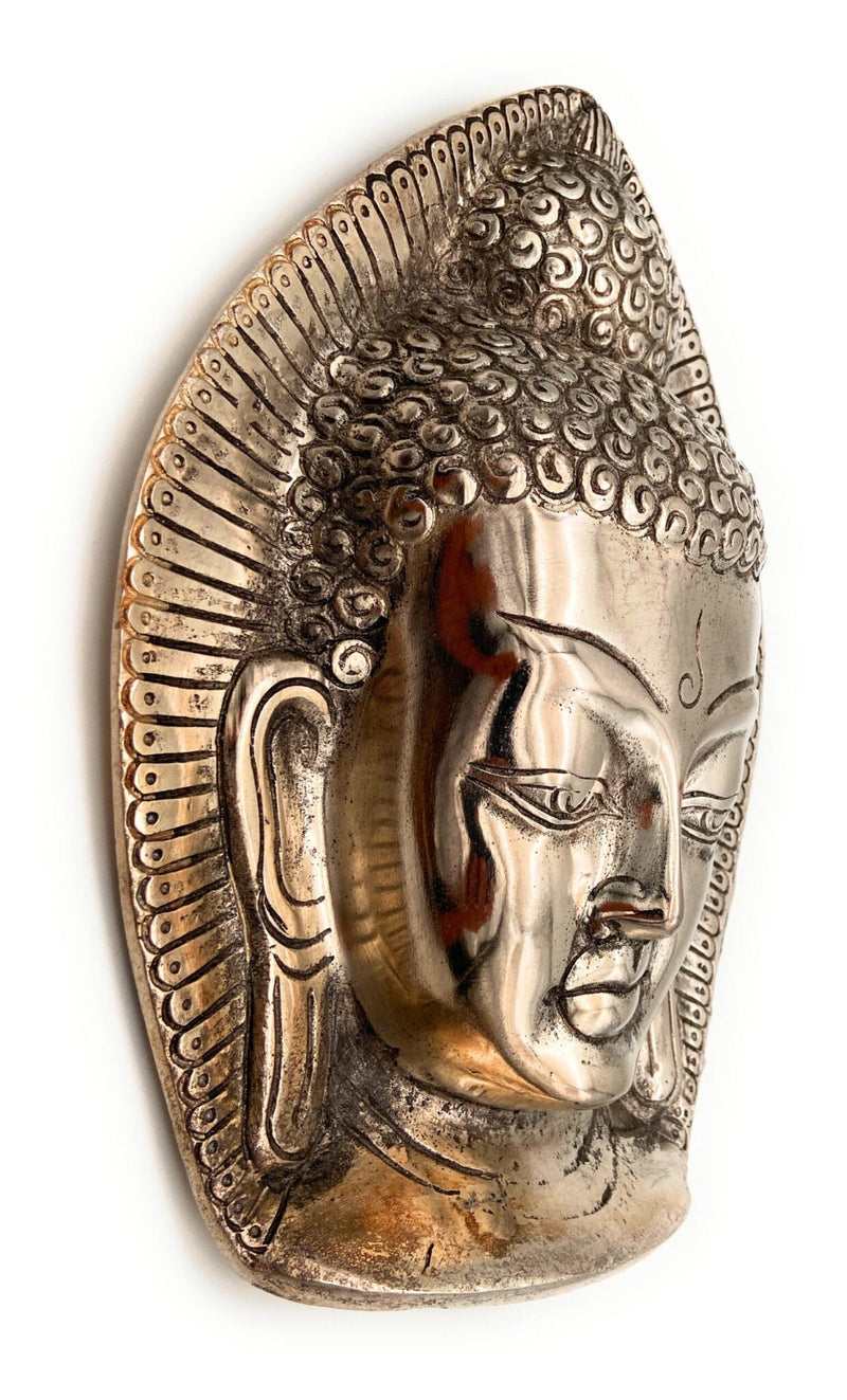 Big Buddha Mask | Buddha Wall Hanging, Silver, 11 Inch, 1 Piece