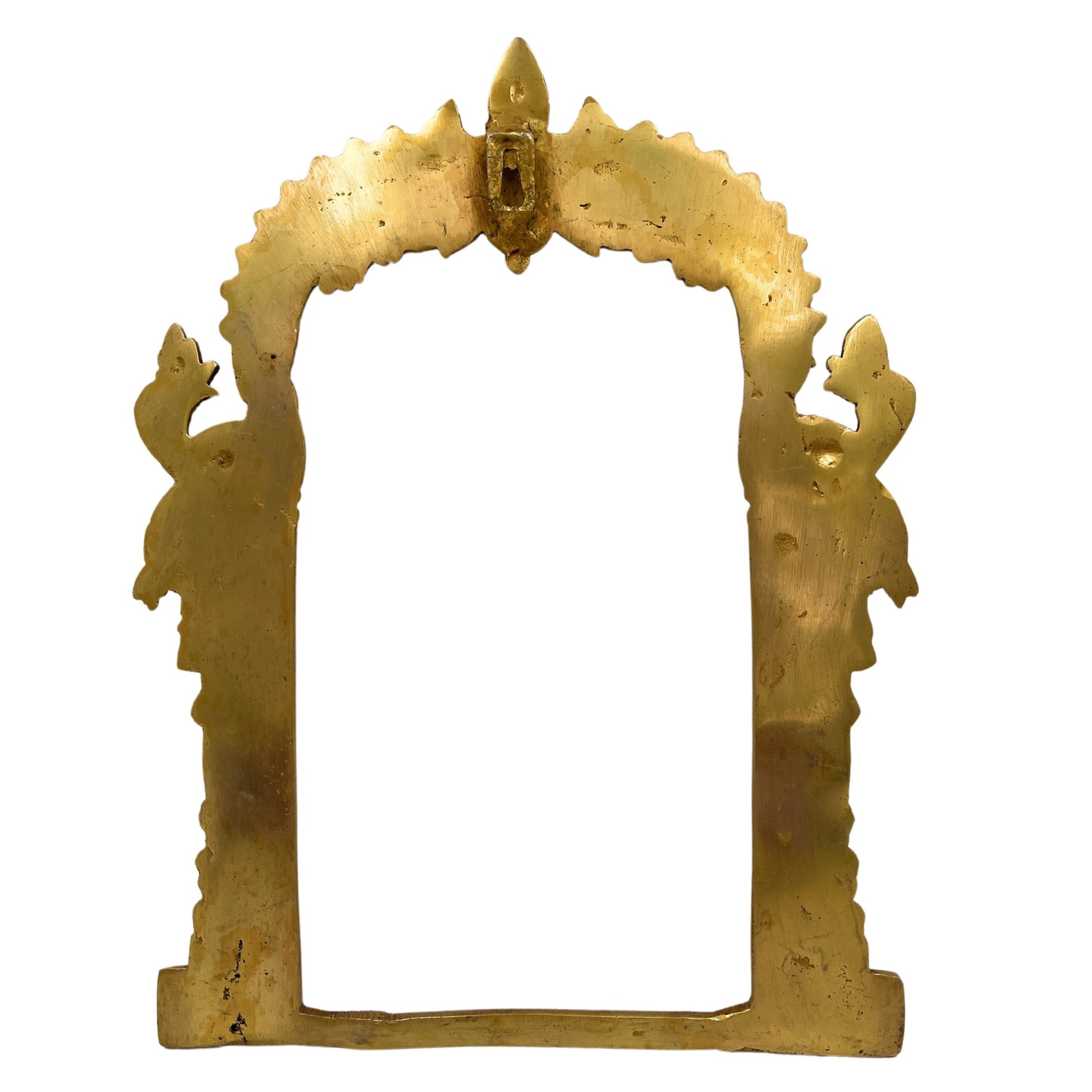 Brass Prabhavali Arch, Traditional Wall Hanging Prabhawali for Deity, Mandir Decor & Home Temple | Prabhawal Frame with Kirtimukha & Makara Torana Design, Gold, 11.5 Inch, 1 Piece
