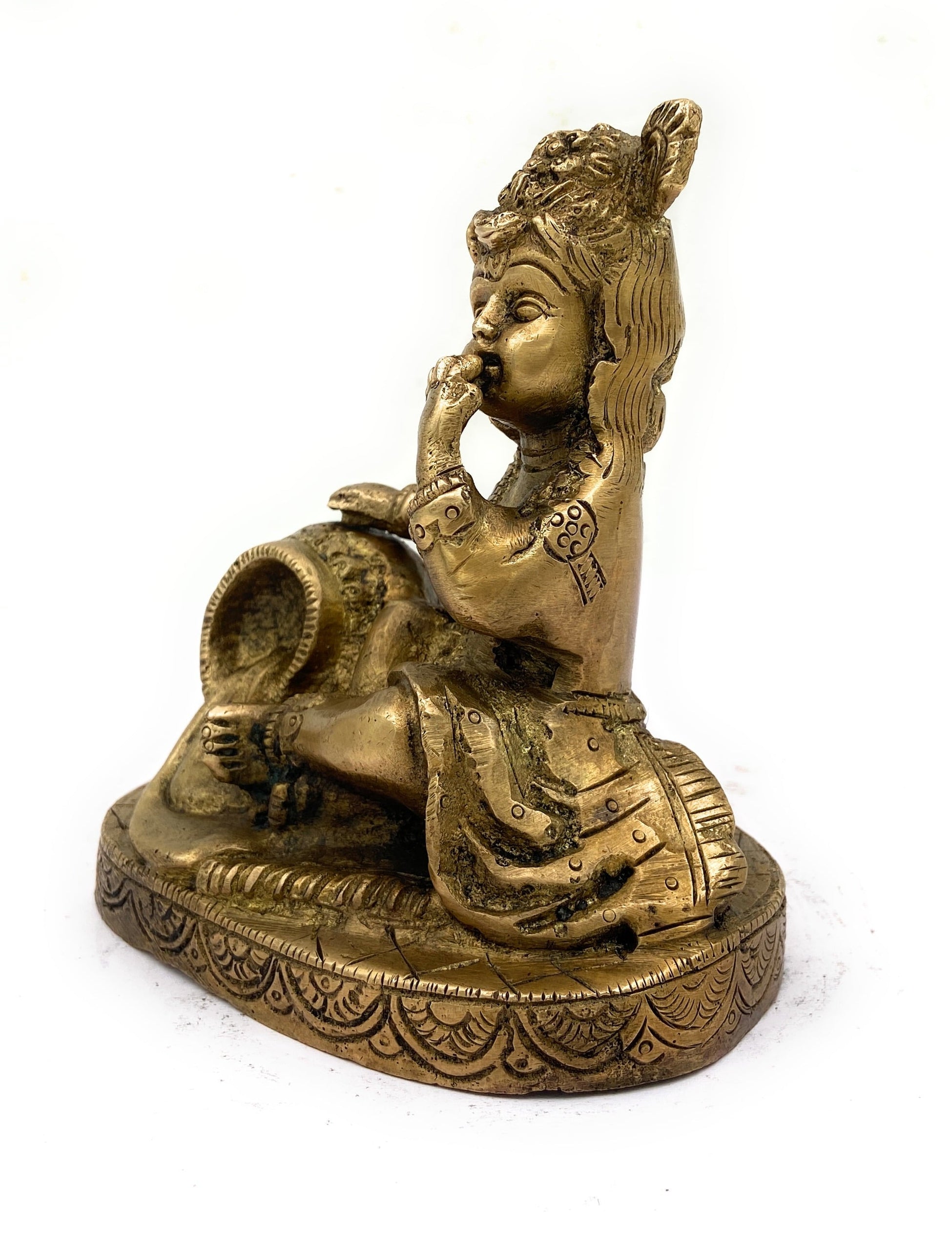 Brass Bal Gopal Idol – Makhan Chor Krishna Murti | Gopal Statue for Pooja, Home Decor, Gifts & Temple,Gold, 5 Inch, 1 Piece