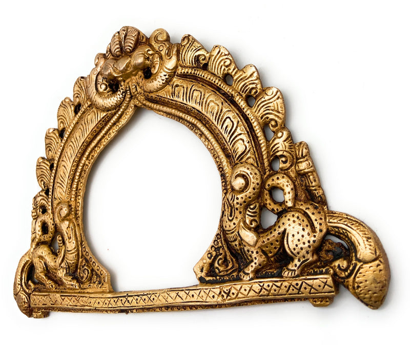 Bhunes Brass Prabhavali Arch Wall Hanging – Prabhawali Frame for Temple, Home Decor & Deity | Traditional Prabhaval with Aura Backplate for Mandir & Pooja Room, Gold, 6 Inch, 1 Piece