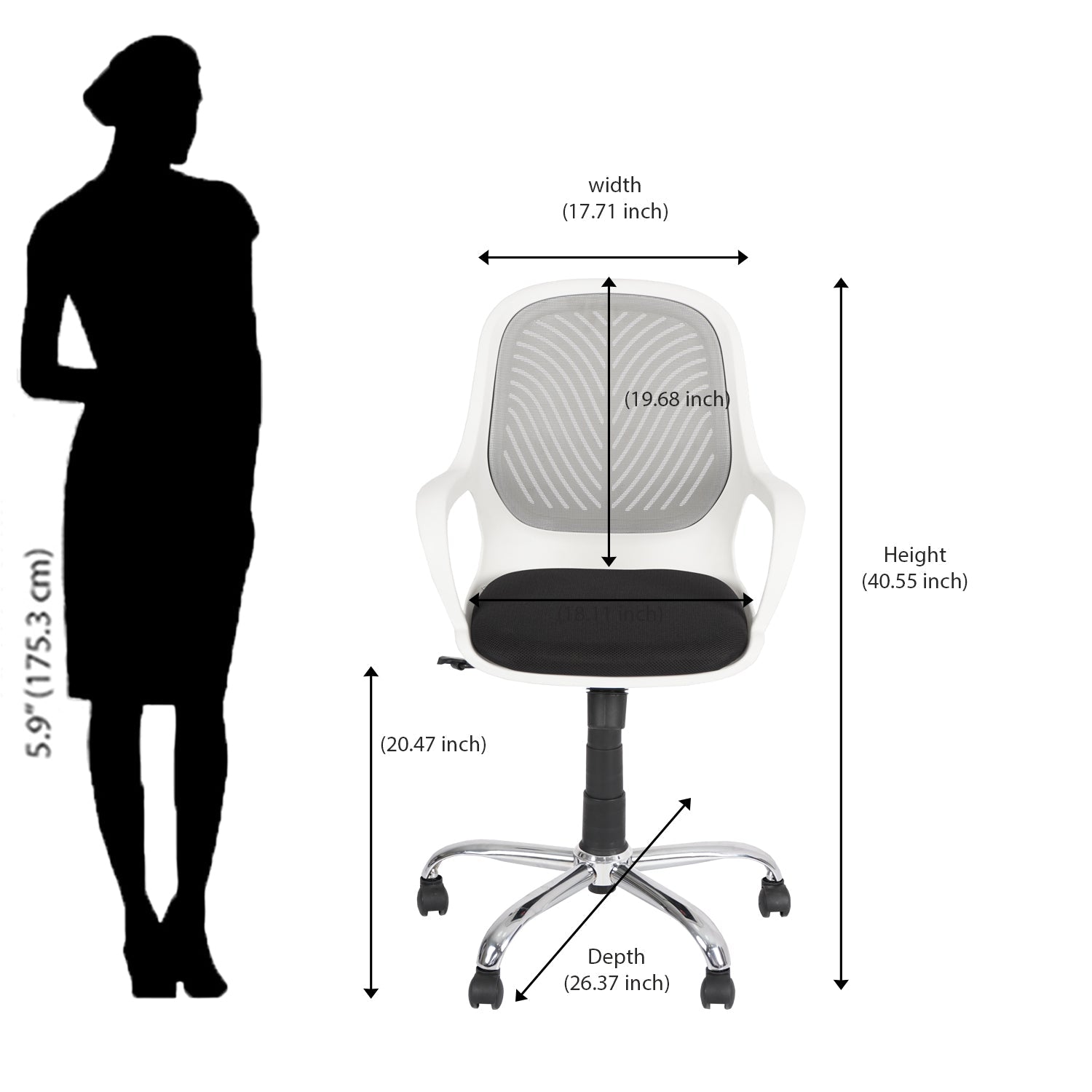 Nilkamal Yaris Mid Back Chrome Base Chair