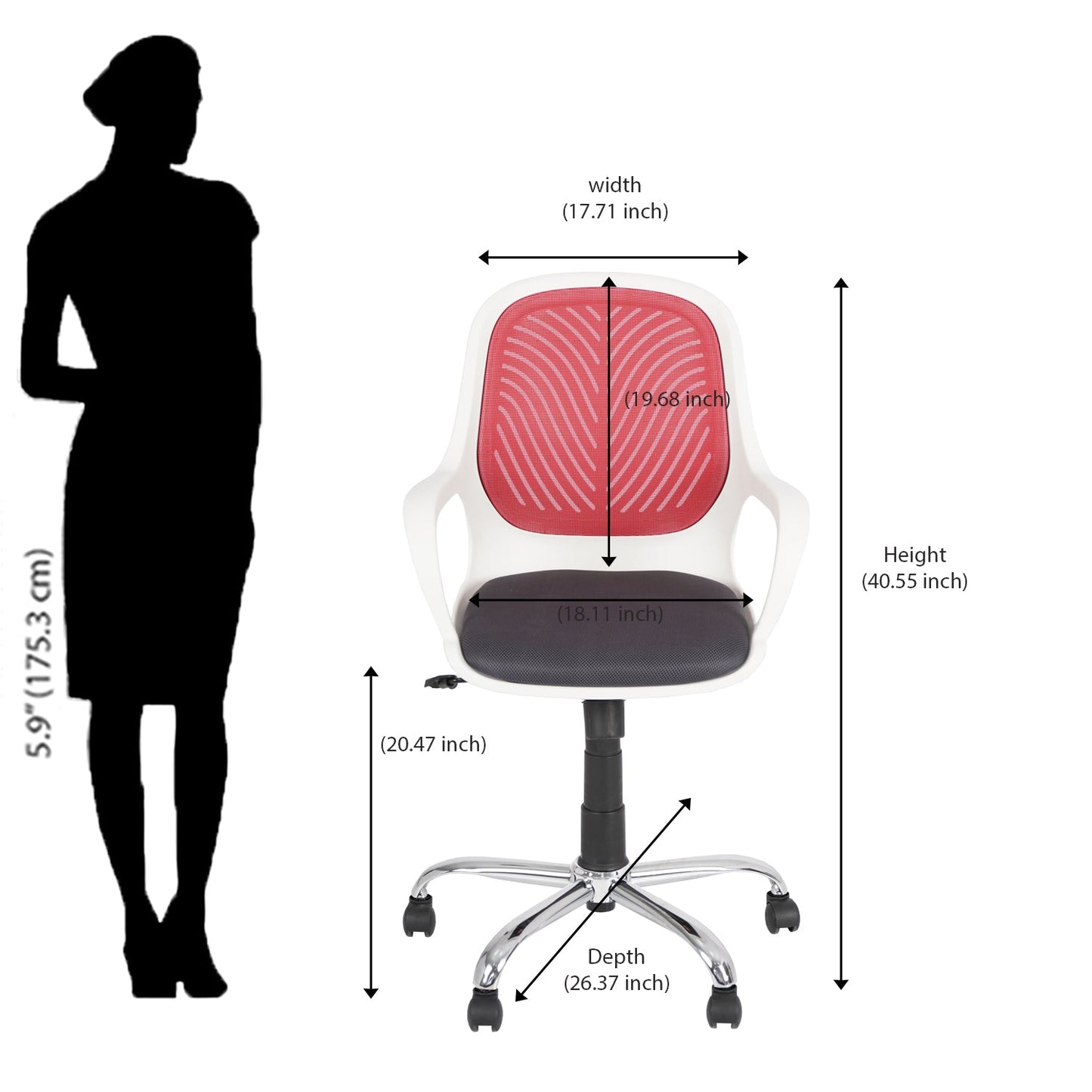 Nilkamal Yaris Mid Back Chrome Base Chair