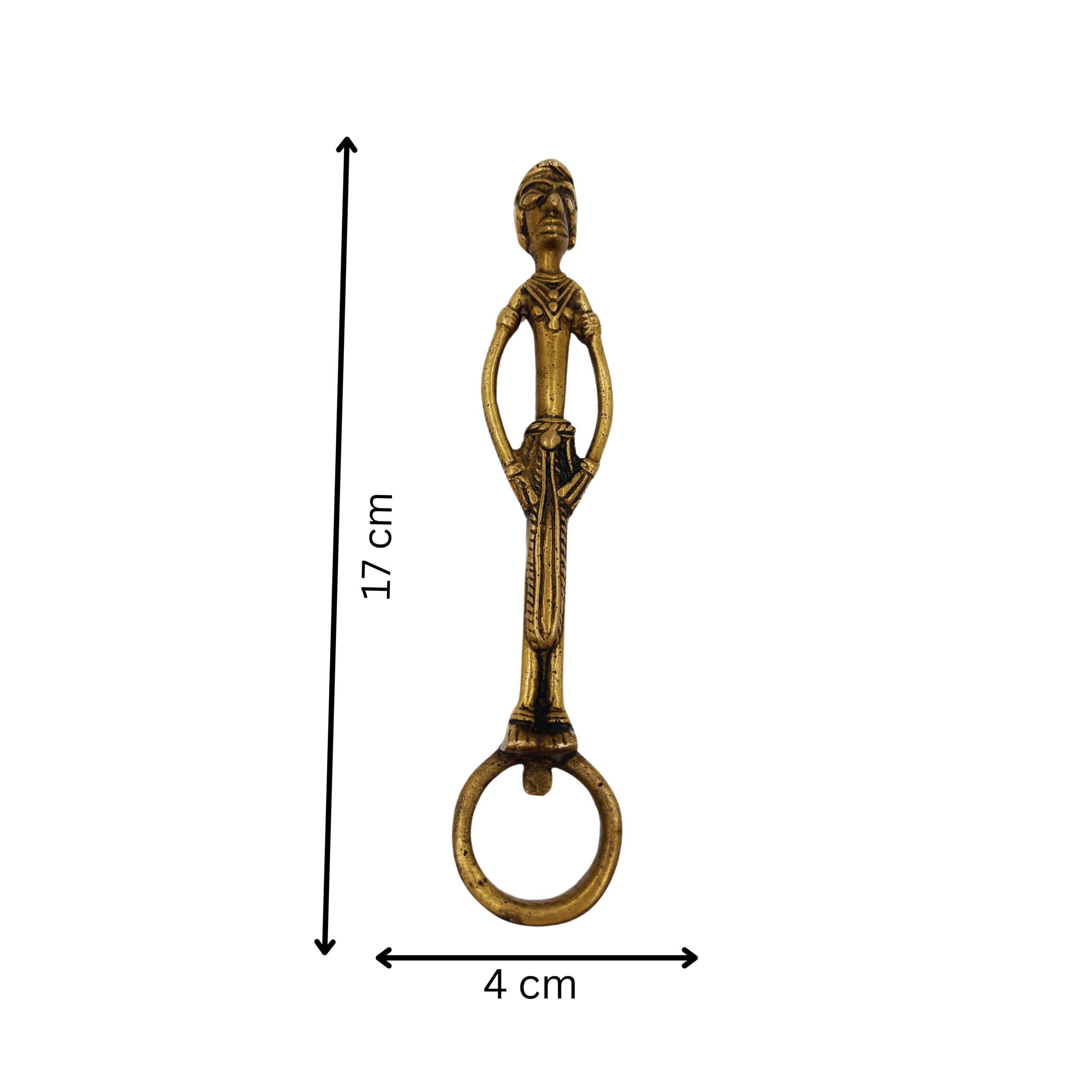 Brass Bottle Opener, Peetal / Pittal Bastar Handmade Cap Cork Opener,Gold, 7 Inch, 1 Piece