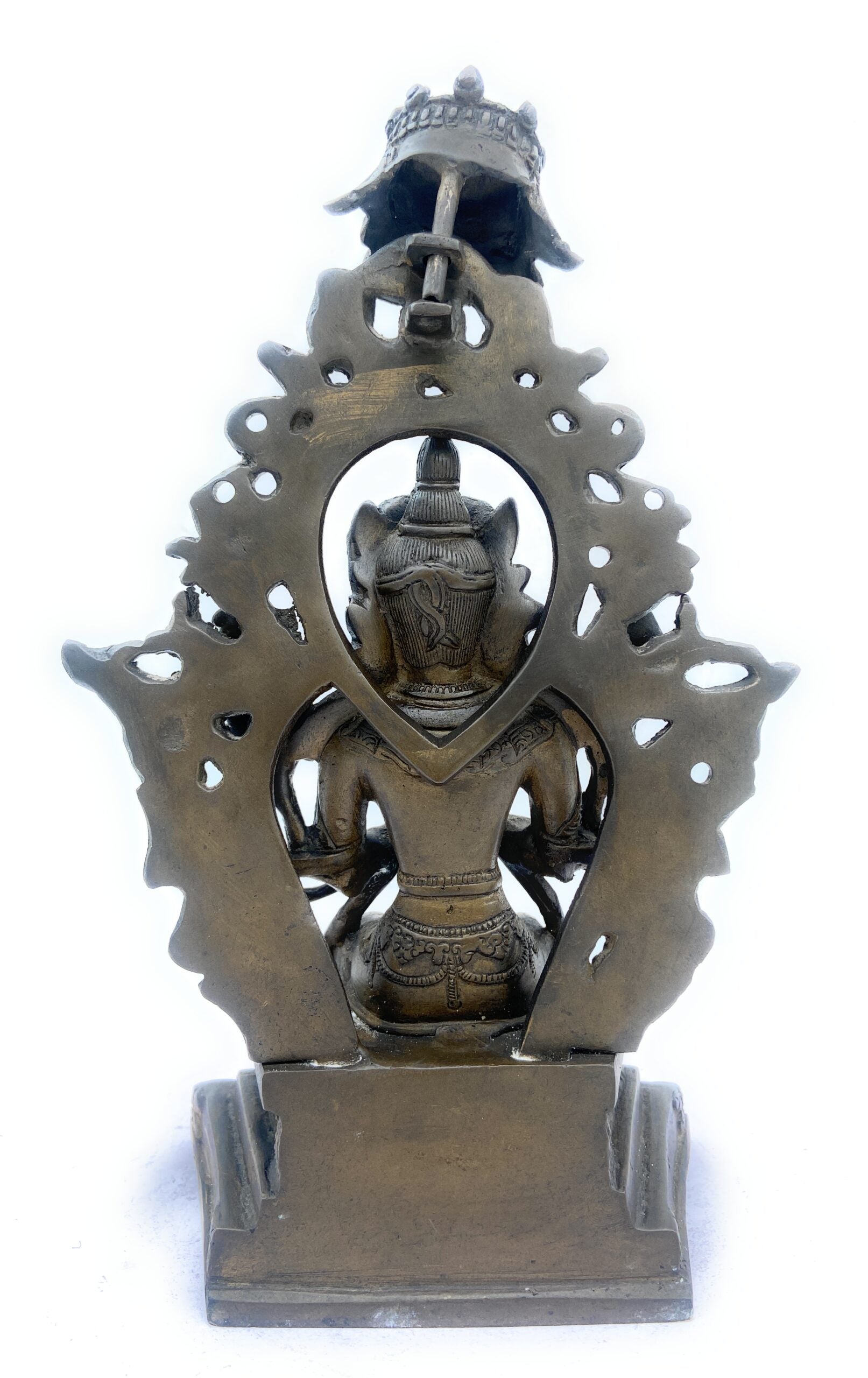 Handcrafted Brass Tibetan Manjushri Idol, Buddha Manjushri Murti, Wisdom Bodhisattva Statue for Home, Temple, Meditation, and Spiritual Decor,Brown, 10 Inch, 1 Piece
