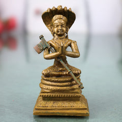 Bronze Manavalamamuni Idol Varavara Muni Yatindra Pravanar Sri Vaishnava Acharya Murti Panchaloha Style Statue for Pooja Mandir Home Decor Gift, Brown, 3 Inch, 1 Piece