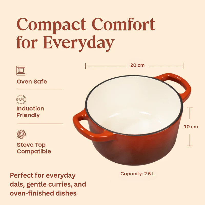 No. 8 Enamel Cast Iron Dutch Oven (2.5L)