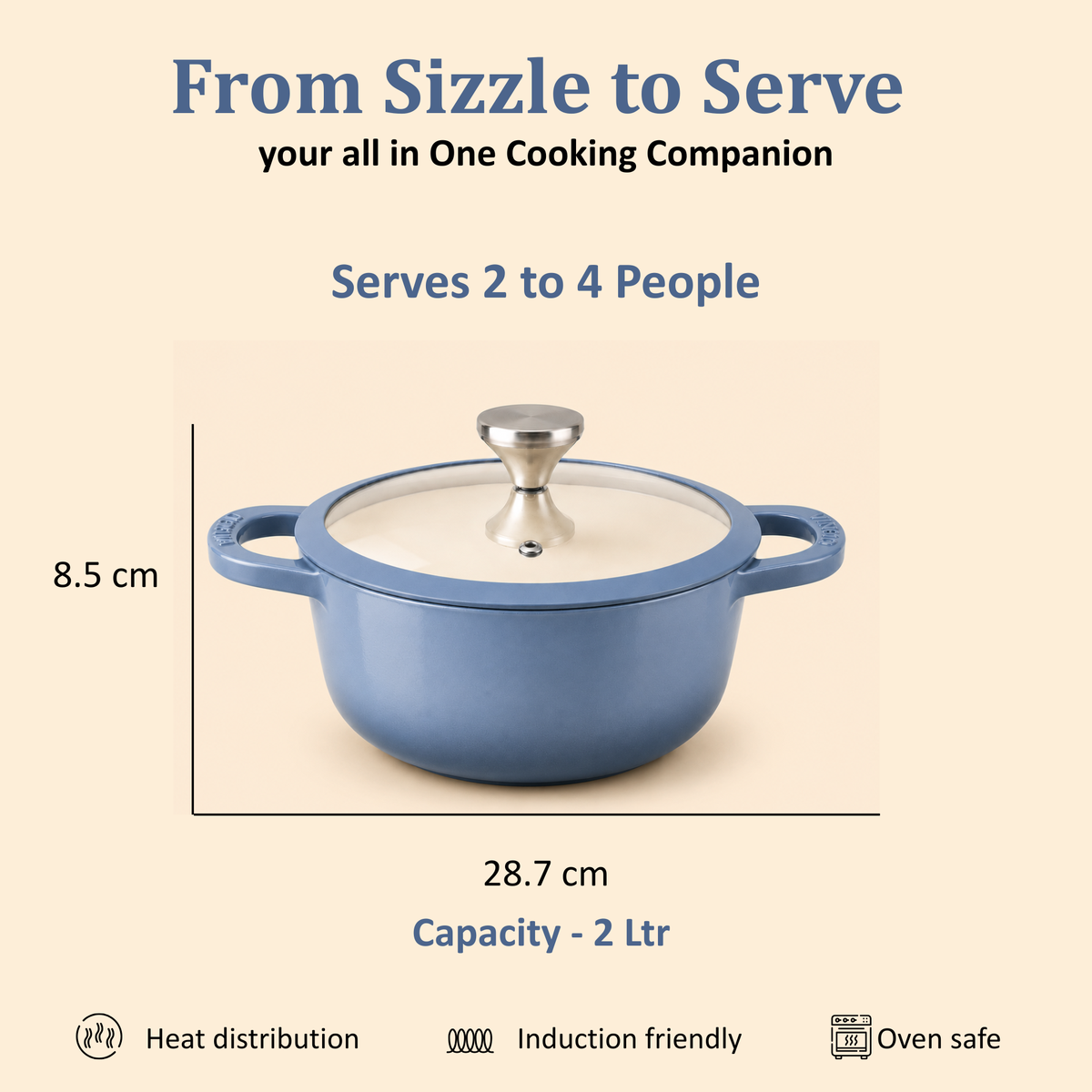 Vinod Cast Iron Freya Saucepot  - 20 cm -  2 L