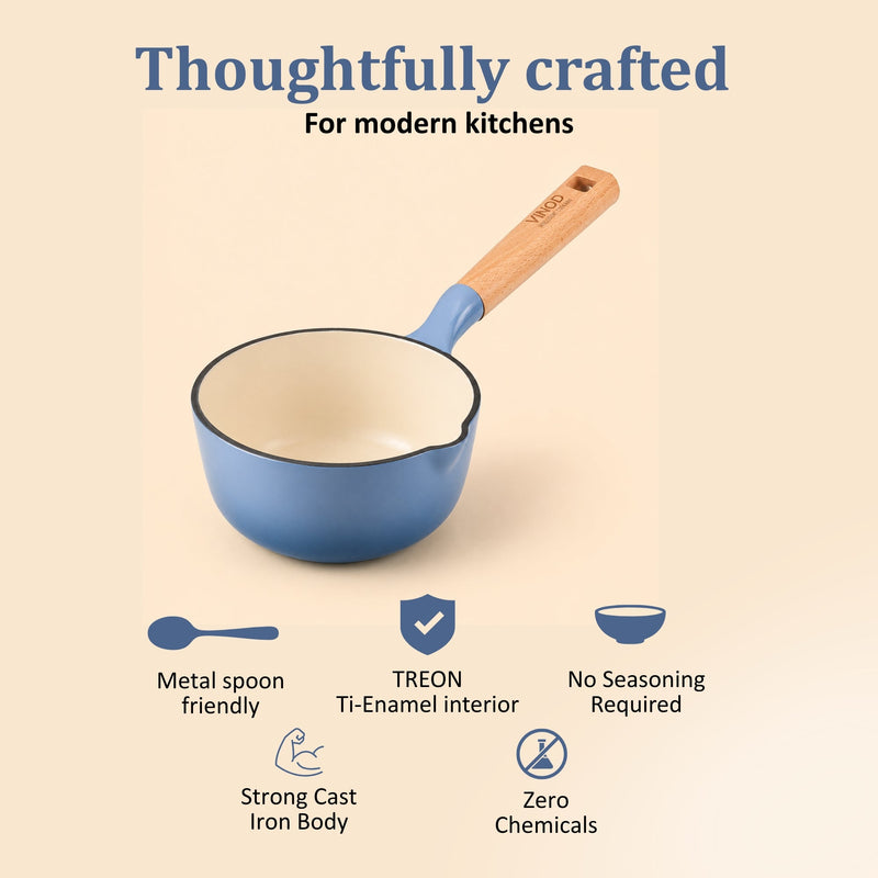 Vinod Cast Iron Freya Sauce Pan - 16 cm - 1.4 L