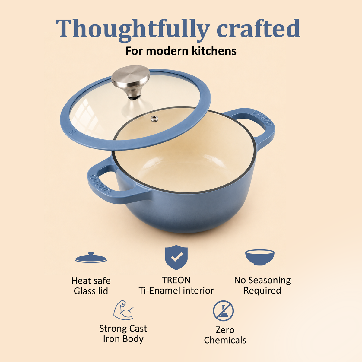 Vinod Cast Iron Freya Saucepot  - 20 cm -  2 L