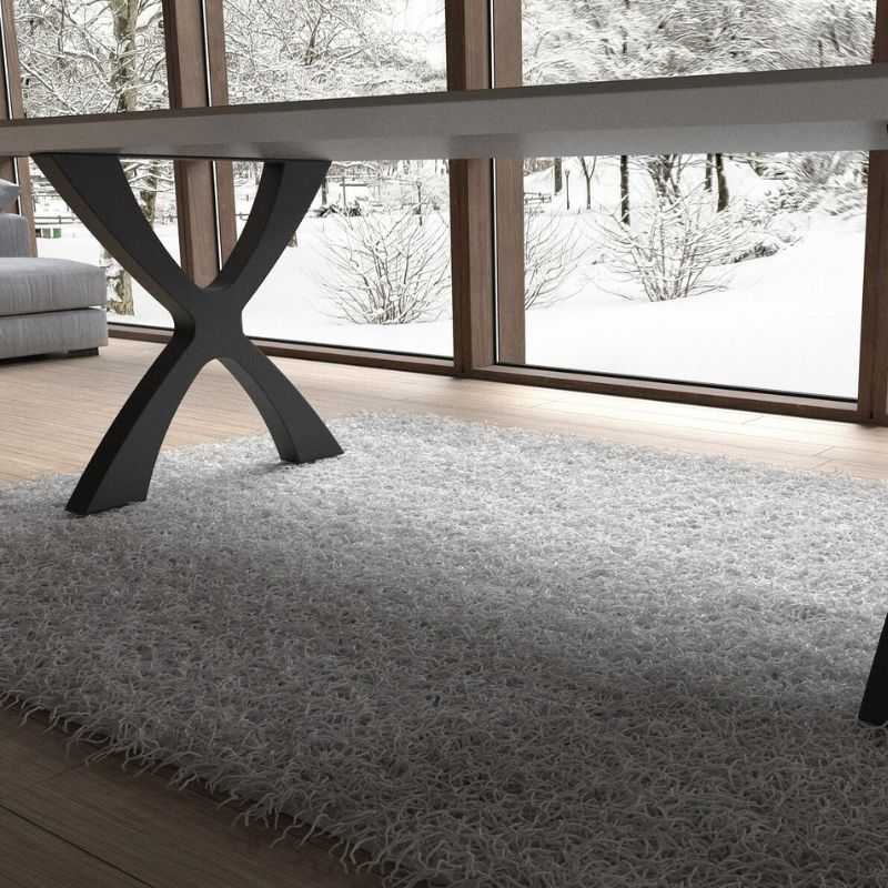 Modern X-Shape Metal Table Base for Dining | Sleek Powder-Coated Steel Frame for Wooden, Glass or Resin Tops