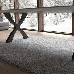 Modern X-Shape Metal Table Base for Dining | Sleek Powder-Coated Steel Frame for Wooden, Glass or Resin Tops
