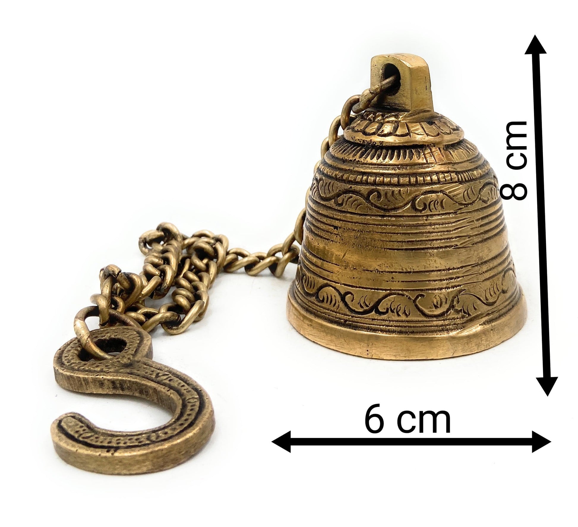 Antique Brass Hanging Bell Peetal Ghanti for Temple Mandir Pooja, Pittal Pitala Ghanta Velli Mani Home Décor,Gold, 3 Inch, 1 Piece