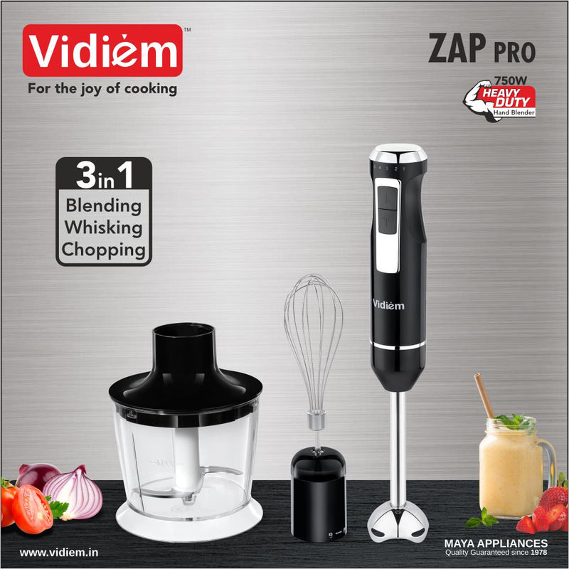 Vidiem Zap Pro 750W Hand Blender with Chopper, Whisk & Multipurpose Jar