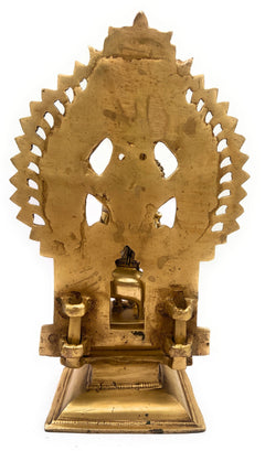 Brass Krishna Idol with Prabhavali | Gopal, Govinda, Balakrishna Murti for Pooja, Home Decor & Temple Statue,Gold, 11.5 Inch, 1 Piece