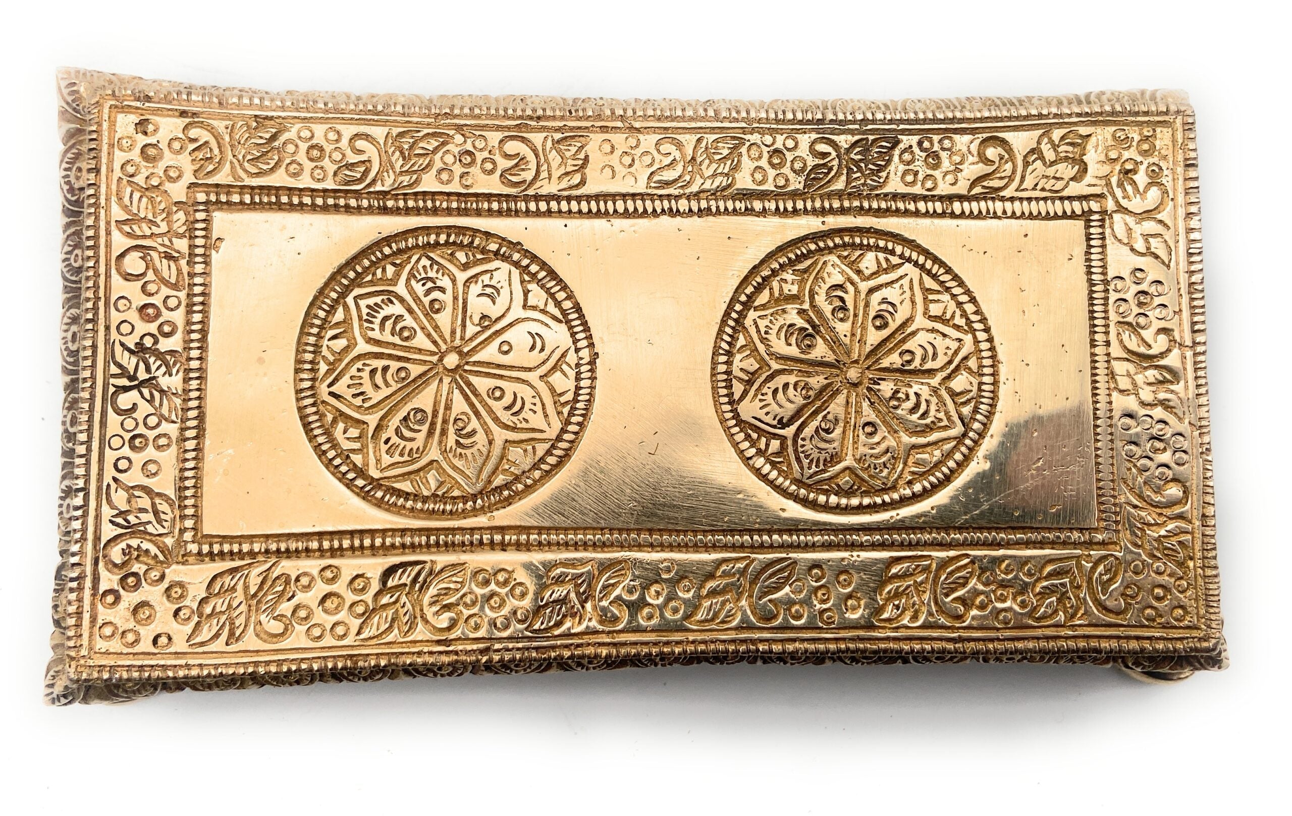 Brass Pooja Chowki, Handcrafted Traditional Peetham, Sinhasan Bajot for Mandir, Temple & Home Décor, Gold, 1 Inch, 1 Piece