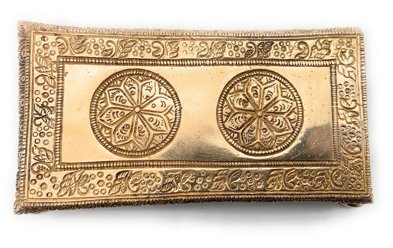 Brass Pooja Chowki, Handcrafted Traditional Peetham, Sinhasan Bajot for Mandir, Temple & Home Décor, Gold, 1 Inch, 1 Piece