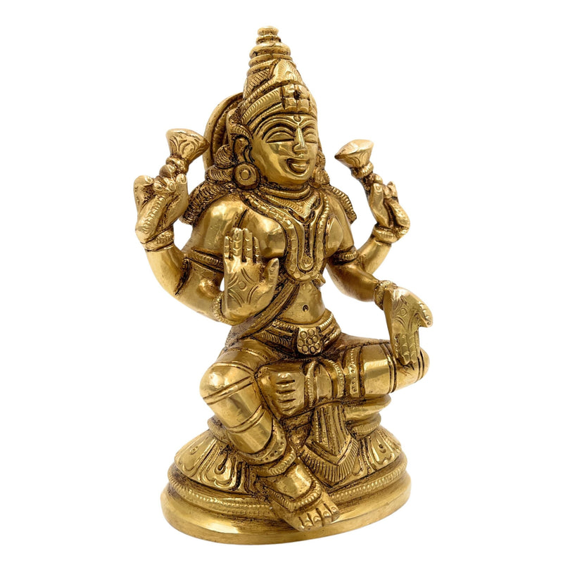 Handcrafted Brass Mahalakshmi Idol – Shri Lakshmi | Laxmi | Padmavati | Kamala Devi Murti for Pooja Room, Temple & Home Decor,Gold, 5 Inch, 1 Piece