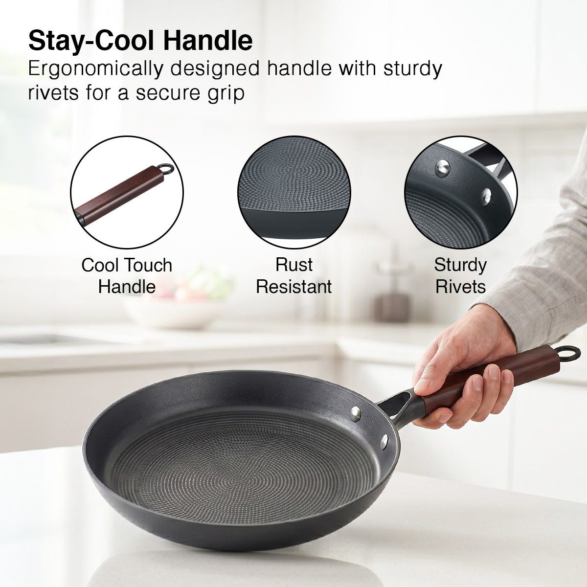 Prestige Castlite Patterned Enamel Coated Cast Iron Fry Pan 20cm/0.9L + Prestige Castlite Patterned Enamel Coated Cast Iron Kadai 24cm/2.4L with Glass Lid, Rust-Proof, Gas & Induction, 15Y Warranty