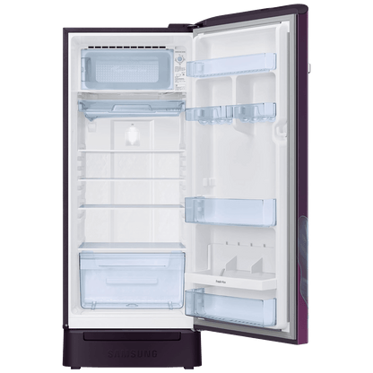 SAMSUNG Horizontal Curve 215 Litres 5 Star Direct Cool Single Door Refrigerator with Base Stand Drawer (RR23D2H259R/HL, Paradise Bloom Purple)