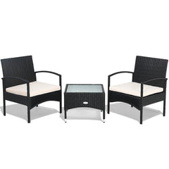 Anie Outdoor Patio Seating Set 2 Chairs and 1 Table Set (Black)