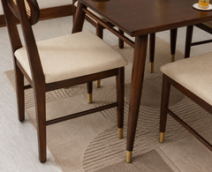 Ashton Solid Wood Rattan Cane Squre Dining Table Set -4 Seater 