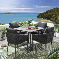 Luktro Outdoor Garden Patio Dining Set 4 Chairs and 1 Table Set Braided & Rope