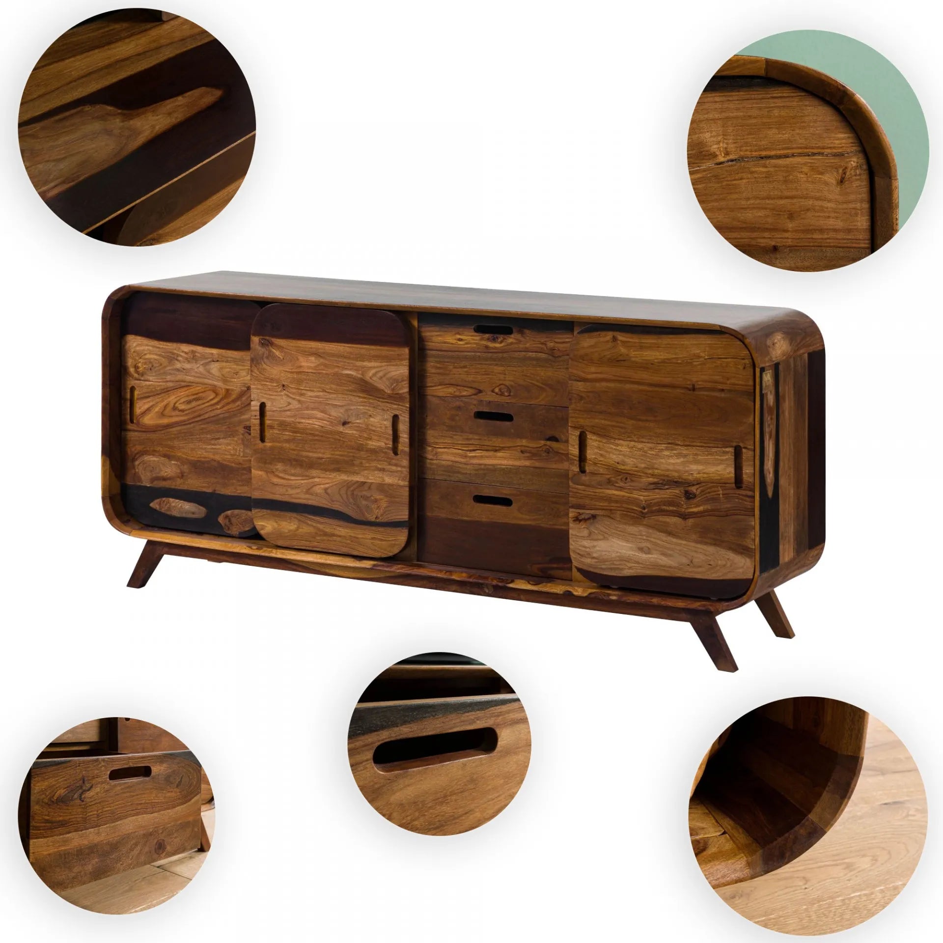 Mid-Century Sheesham Wood Sideboard / Media Console