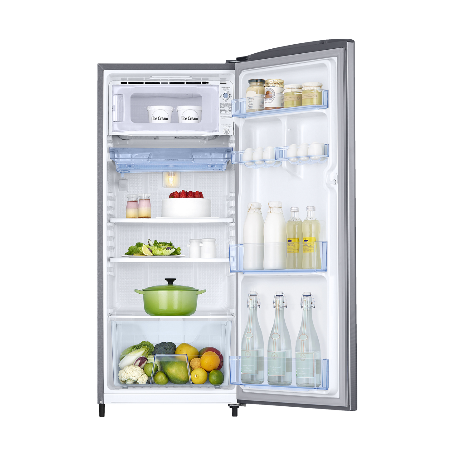 SAMSUNG Stylish Grande 183 Litres 2 Star Direct Cool Single Door Refrigerator with Stabilizer Free Operation (RR20C2412GS/NL, Grey Silver)