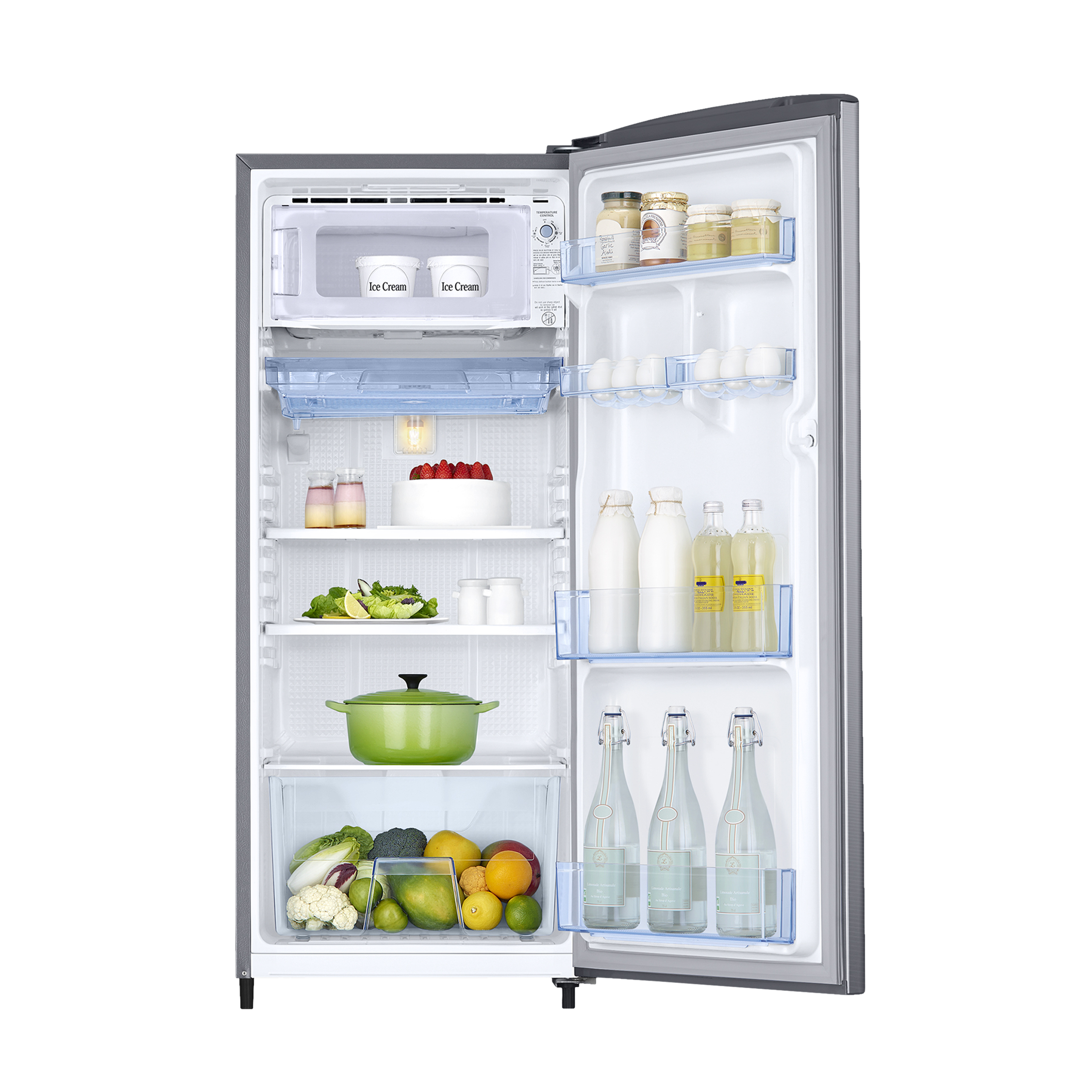 SAMSUNG Stylish Grande 183 Litres 2 Star Direct Cool Single Door Refrigerator with Stabilizer Free Operation (RR20C2412GS/NL, Grey Silver)