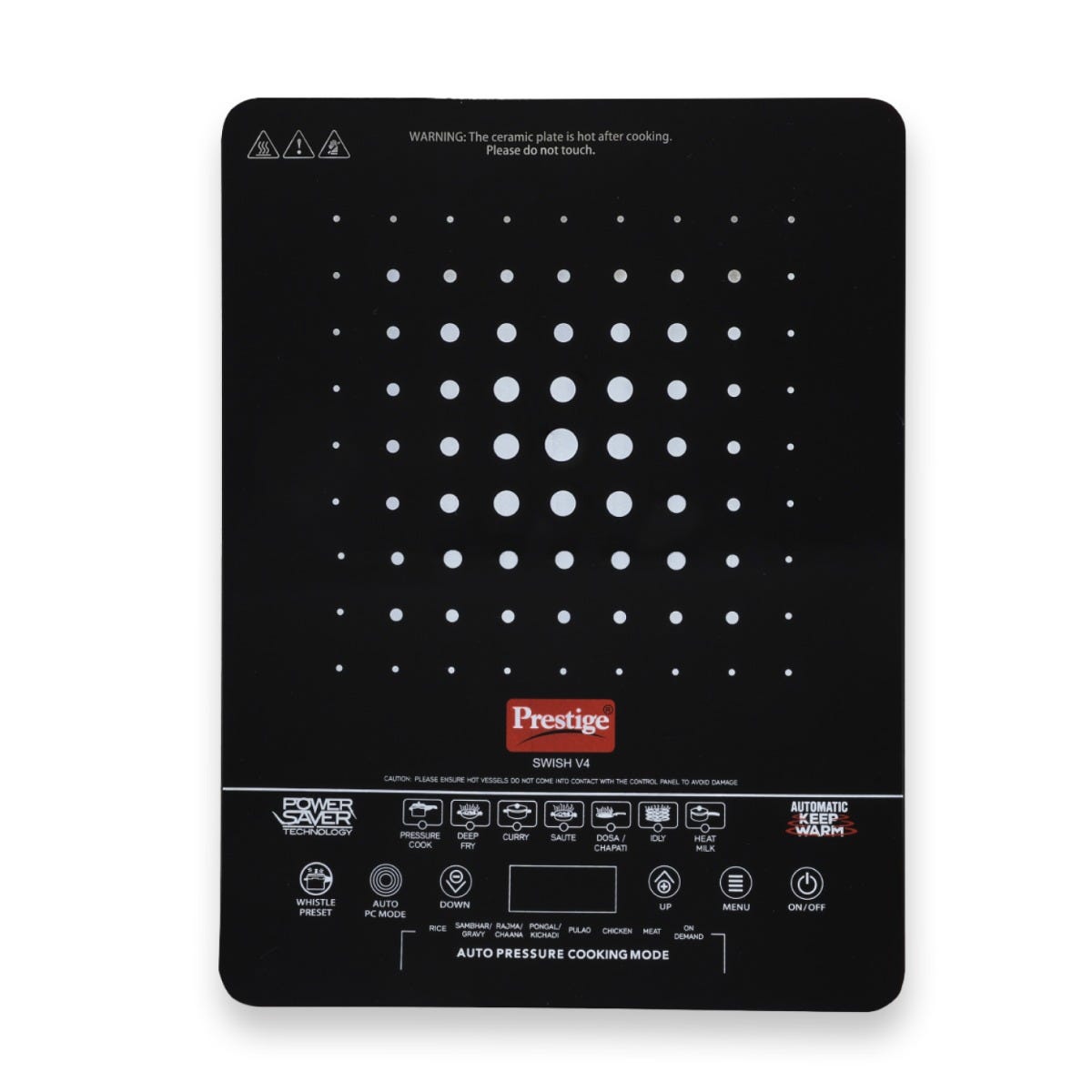 Prestige Swish Induction Cooktop V4 + Prestige Omega Deluxe Granite Alpha 3 Pc BYK Non-Stick Set: Kadai 24cm with Glass Lid, Omni Tawa 28cm, Fry Pan 24cm, Gas & Induction Compatible