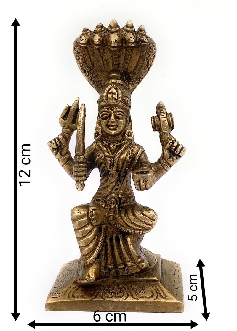 Brass Mariamman Idol Mariyamma Muthu Mariamman Yellamma Devi Statue, Peetal Amman Murti, Handcrafted Hindu Goddess Shakti Figurine,Gold, 5 Inch, 1 Piece
