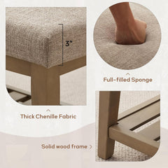 Ottoman Benches with Solid Wood Shelf, Storage Bench for Hallway, Living Room