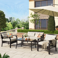 Odette Outdoor Sofa Set 2 Seater, 2 Single seater and 1 Center Table (Dark Brown)
