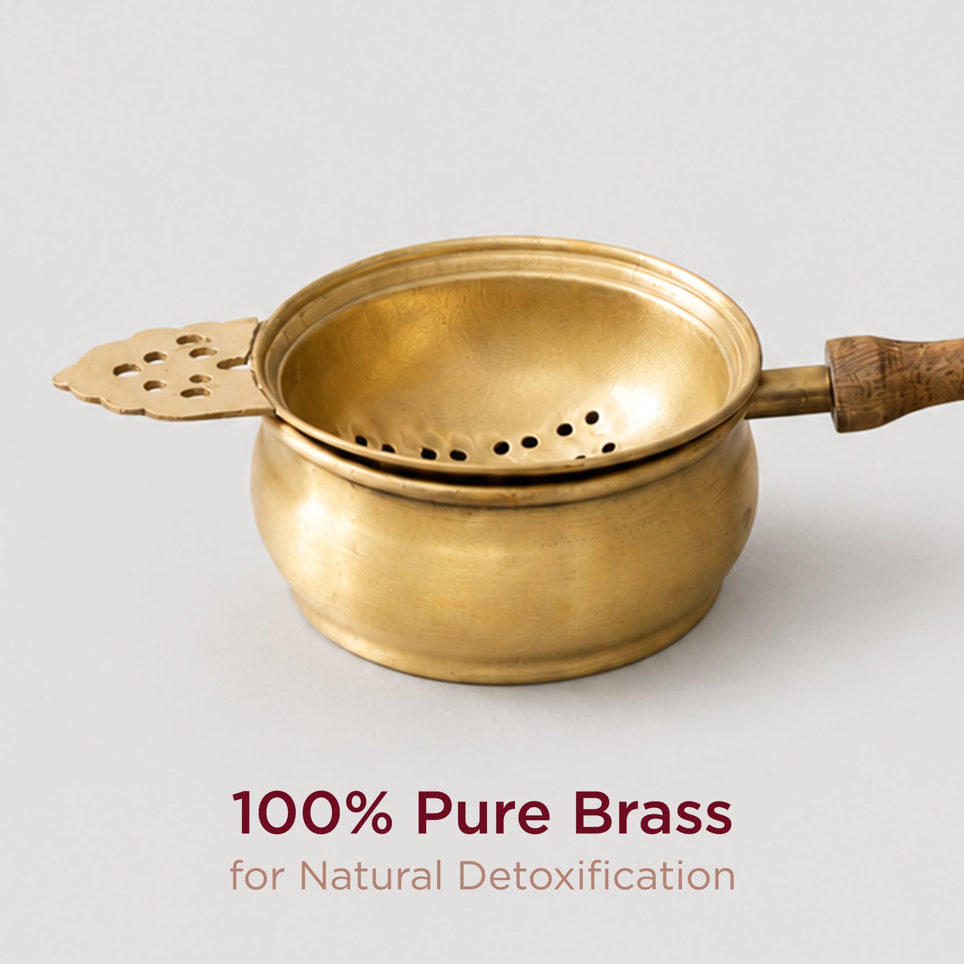 Handcrafted Brass and Wood Tea/Coffee Strainer (पीतल की चाय/कॉफ़ी छन्नी)
