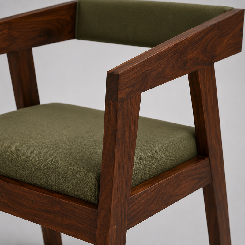 Astera Solid Sheesham Wood Upholstered Arm Chair