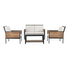 Vizoly Outdoor Garden Balcony Sofa Set  2 Seater, 2 Single seater and 1 Center Table Set (Brown)