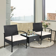 Anie Outdoor Patio Seating Set 2 Chairs and 1 Table Set (Black)