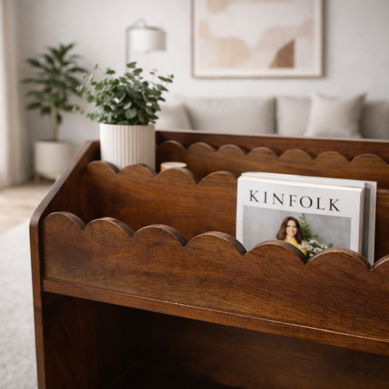 Indiana Scalloped Edge Solid Wood Bookrack