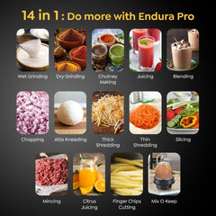 Prestige Endura Pro 1000W Multi Functional Mixer Grinder, Copper Motor, 6 Jars with Food Processing Attachments, 14-in-1, 5Y Motor Warranty + Prestige 1.5L PMC 3.0 Plus Multi Kettle / Multi Cooker
