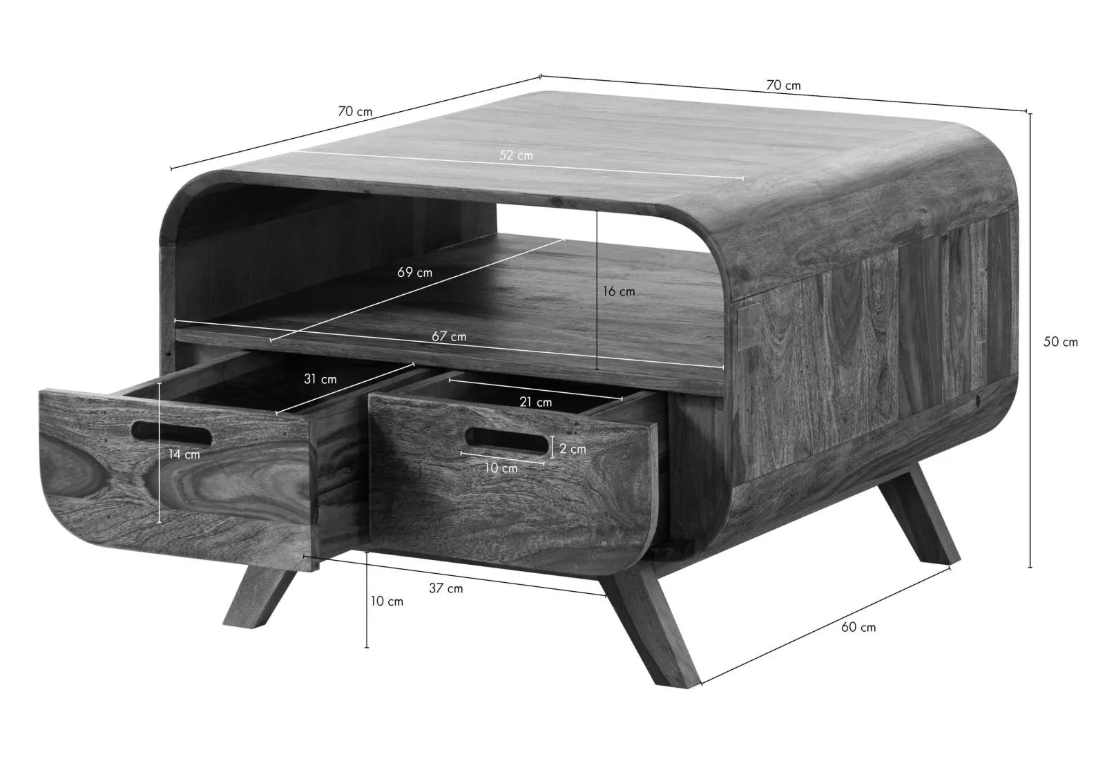 Marwar Solid Sheesham Wood Coffee Table with Storage