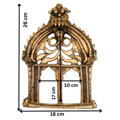 Bhunes Brass Prabhavali Frame Arch Wall Hanging for Temple and Home Decor – Prabhawal with Kirtimukha & Sheshnag for Deity | Prabhaval for Pooja Room, Gold, 10.5 Inch, 1 Piece