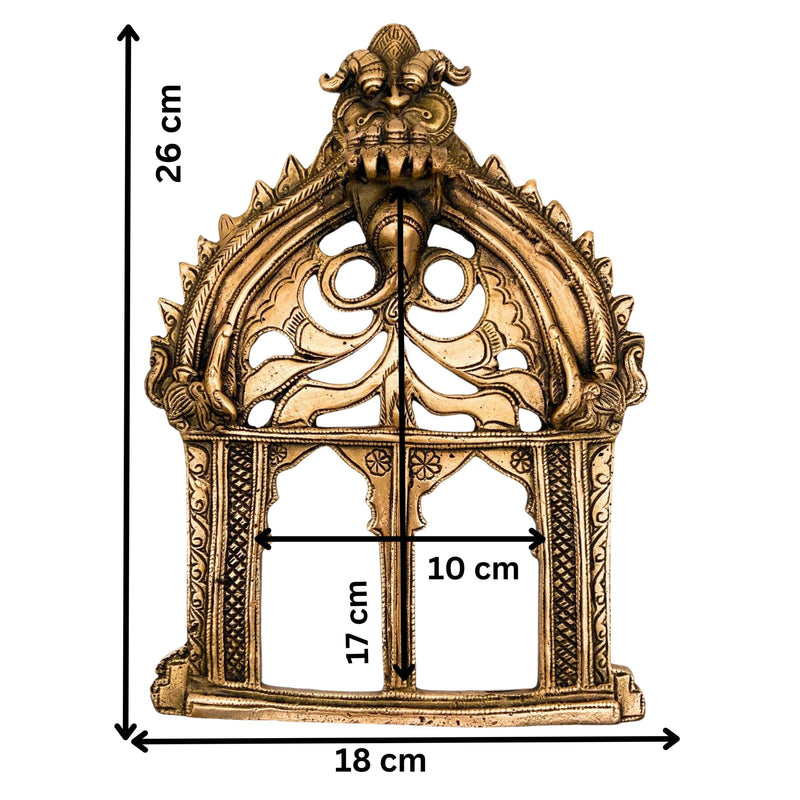 Bhunes Brass Prabhavali Frame Arch Wall Hanging for Temple and Home Decor – Prabhawal with Kirtimukha & Sheshnag for Deity | Prabhaval for Pooja Room, Gold, 10.5 Inch, 1 Piece