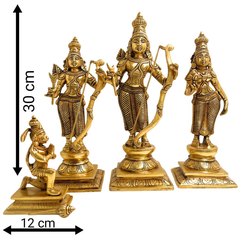 Brass Ram Darbar Idol, Peetal Shri Ram Sita Lakshman Hanuman Murti, Pital Ram Parivar Statue, Ashtadhatu Ram Sita Vigraham,Gold, 12 Inch, 1 Piece