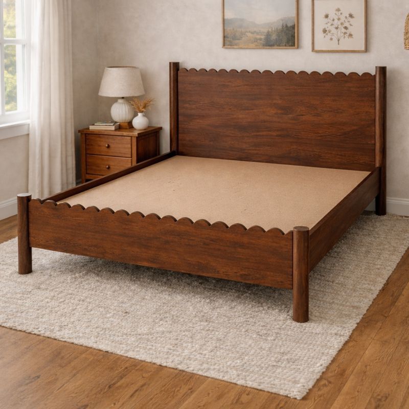 Indiana Scalloped Edge Solid Wood Elegant Bed